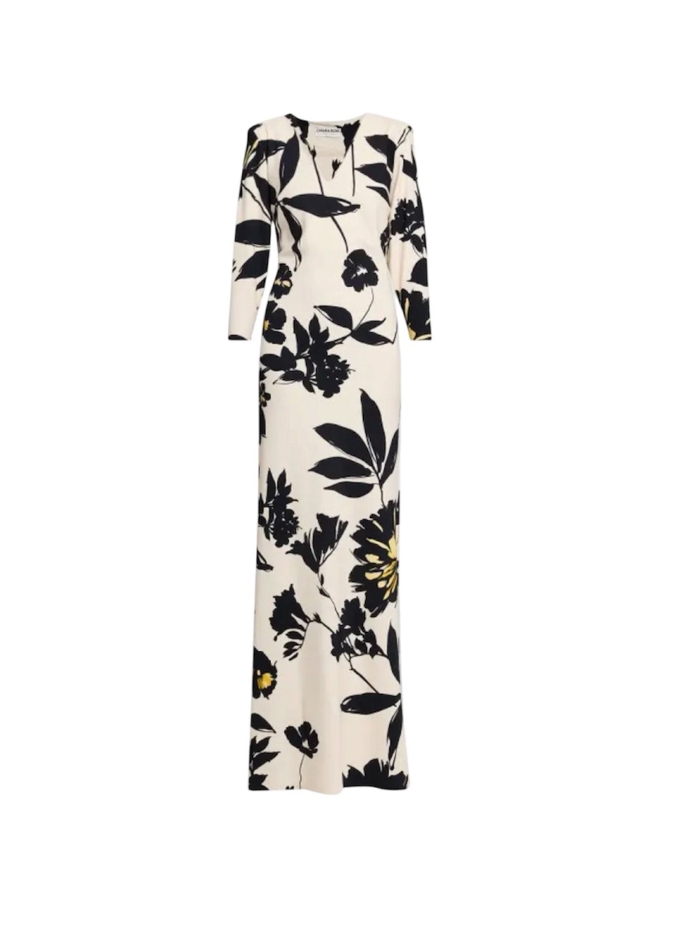 Chiara Boni Cream Maxi Dress with Black Floral Motif